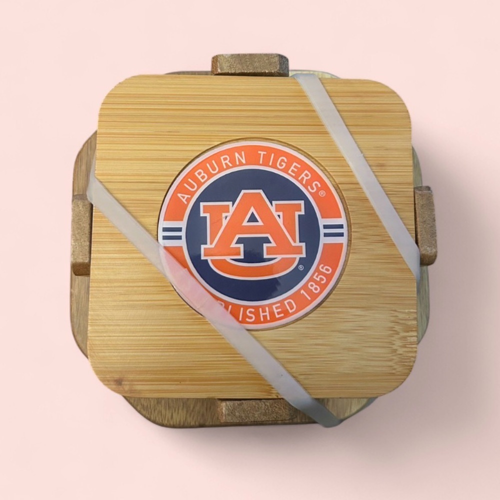 Auburn Tigers 4-Pack Wood Inlay Coaster Set with Holder